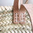 French Market Basket Bag in Natural strap stitch detail