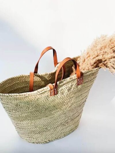 French Market Basket Bag in Natural on white background