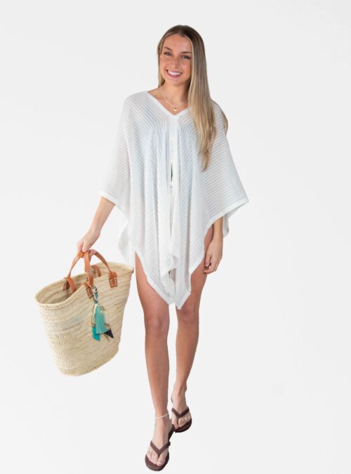 French Market Basket Bag in Natural w/model
