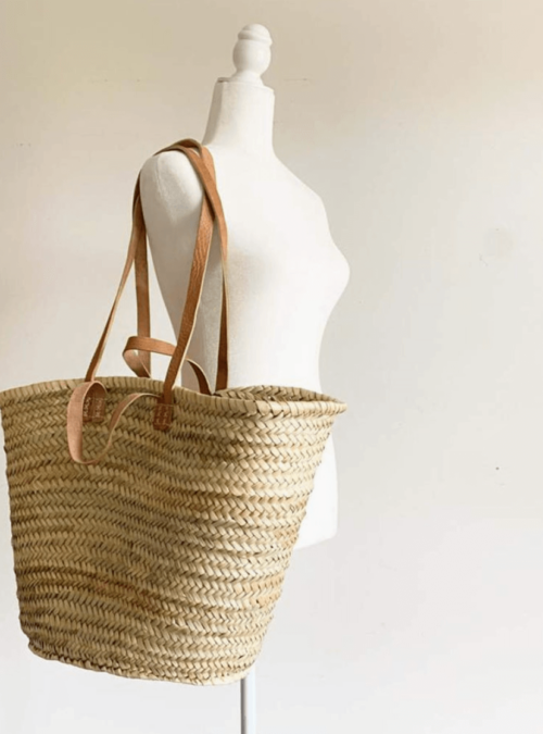 N_N.1 French Market Basket Bag in Natural on mannequin